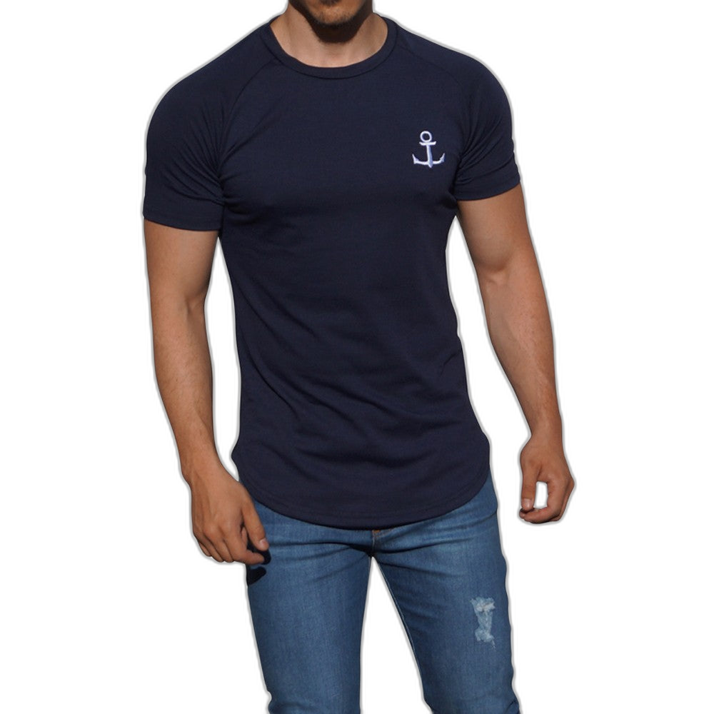 Playera Ranglan Azul Marino Manga Corta Marino