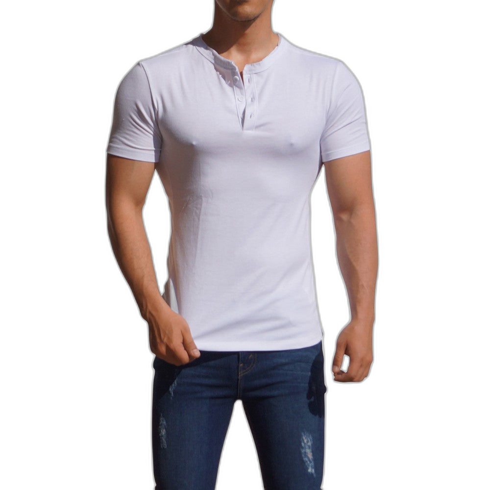 Playera Henley Manga Corta Blanco