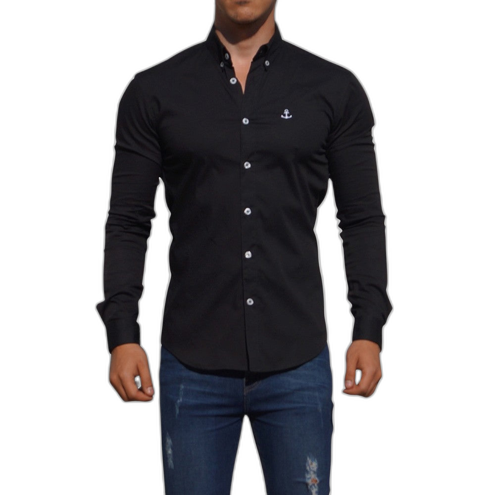 Camisa Negra Logo Blanco Negro