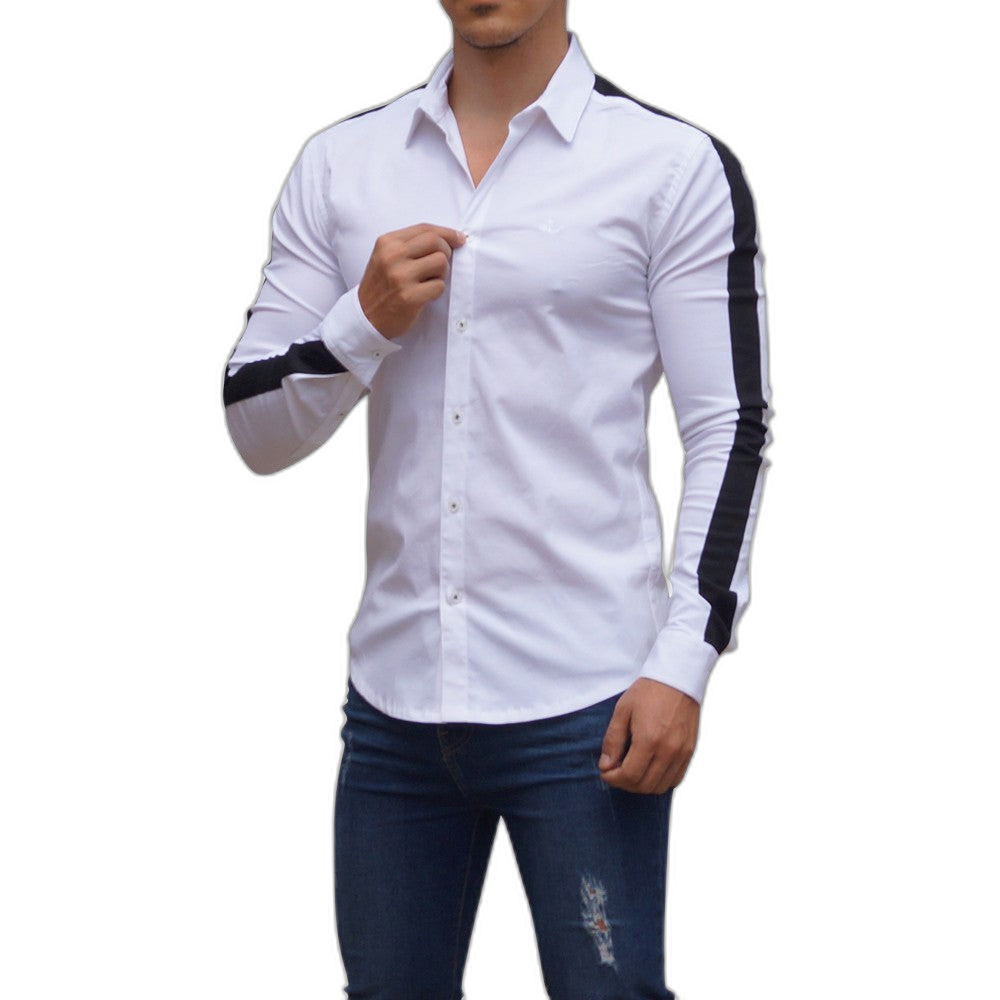 Camisa Blanca Side Stripe Manga Larga Blanco