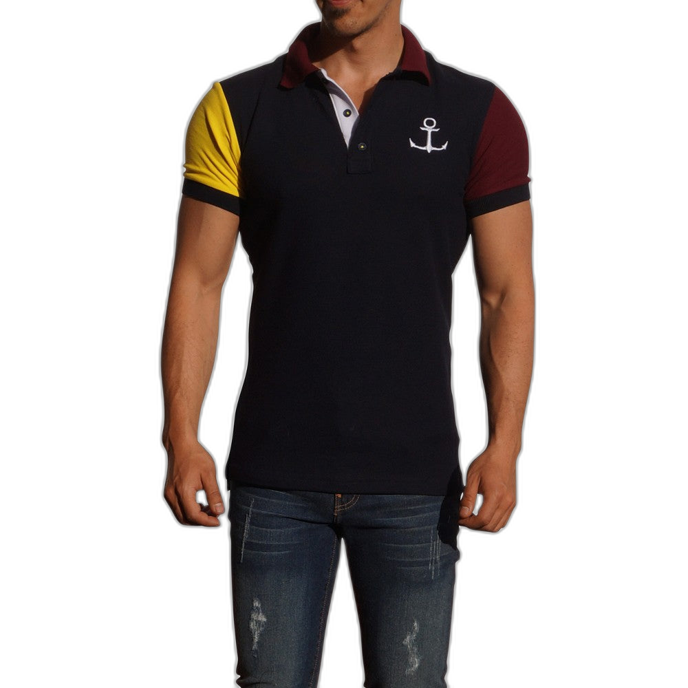 Polo Marino Mg Amarillo/Vino