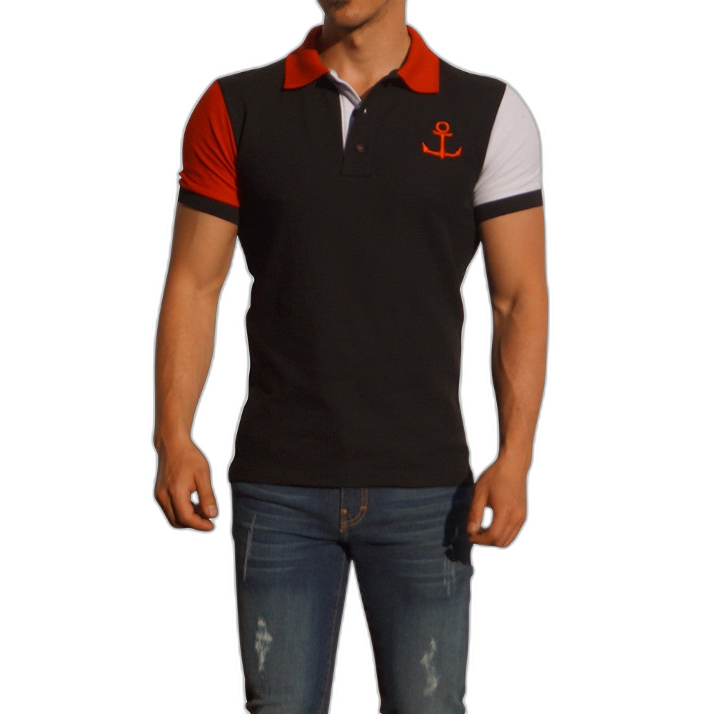 Polo Comb Negro Mg Rojo/Blanco