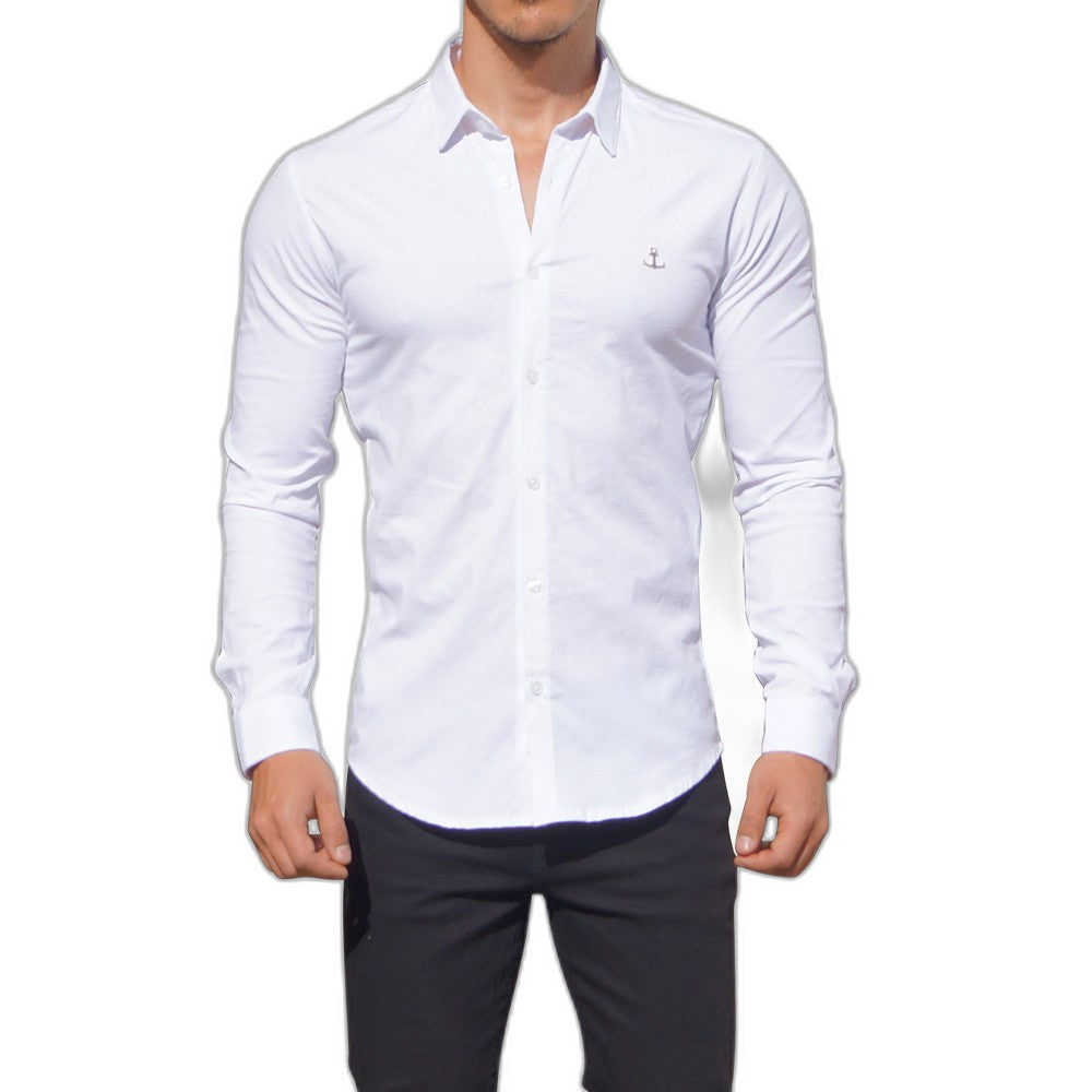 Camisa Blanca Manga Larga Metal Emblem Blanco