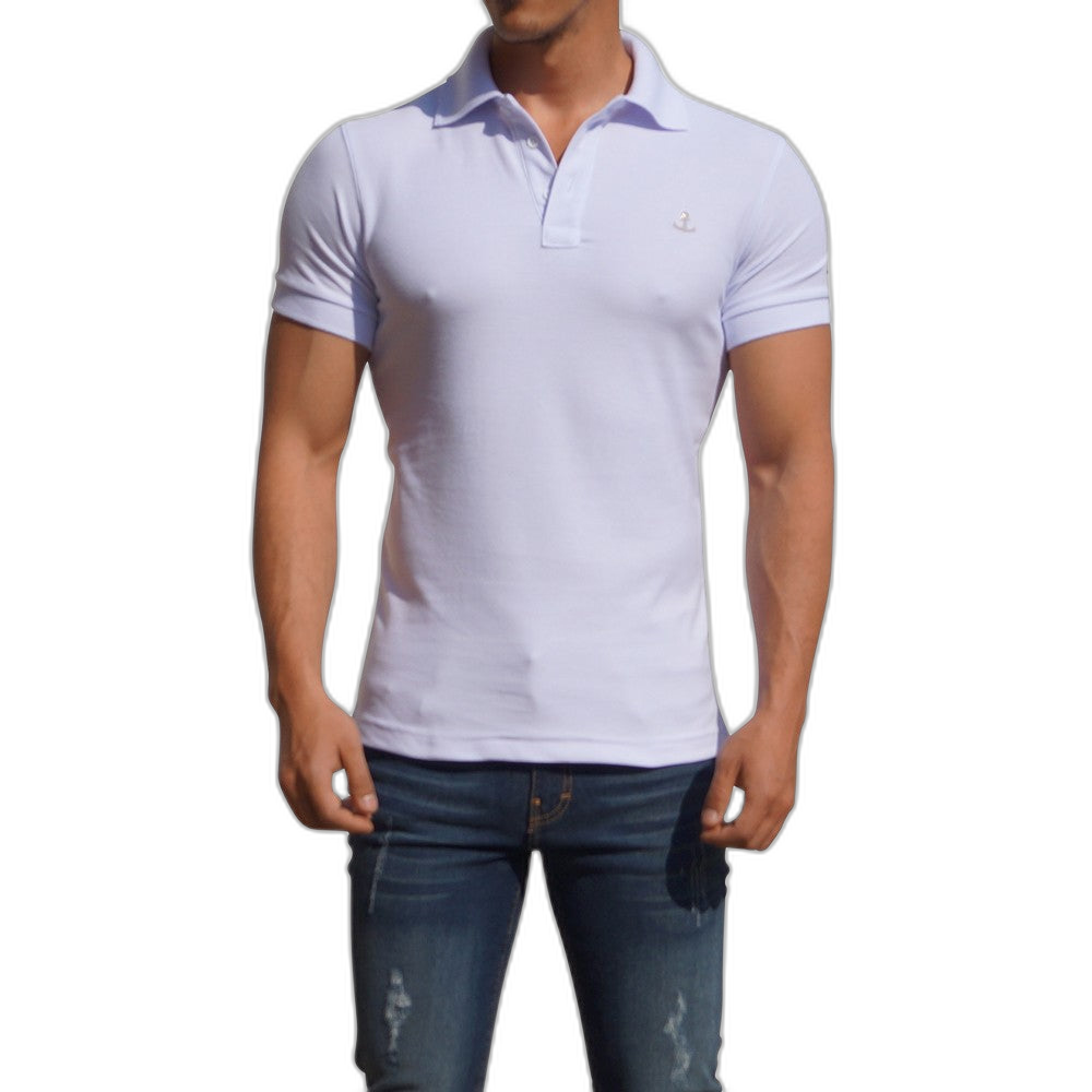 Polo Blanca Manga Corta Blanca Metal Emblem