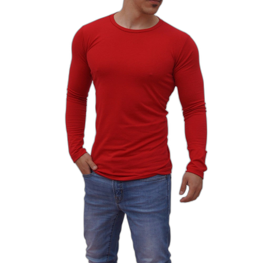 Playera Manga Larga Cuello Redondo Roja