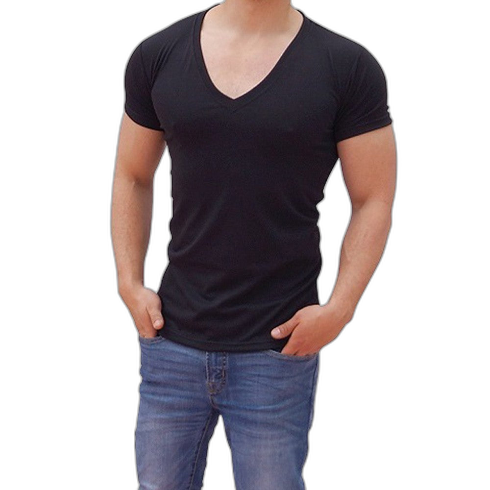 Playera Cuello V Profundo Negra