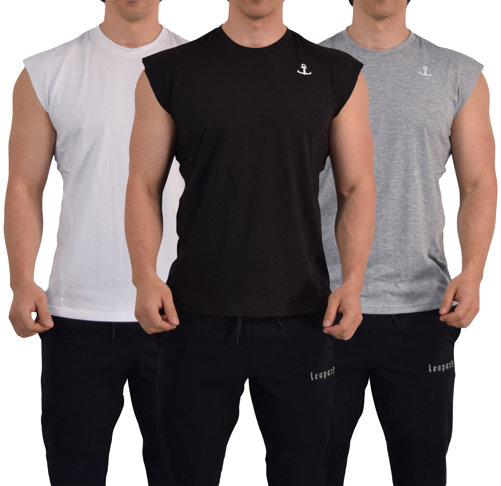 Bodybuilder Tank 3 Pack Black - Light Gray - White