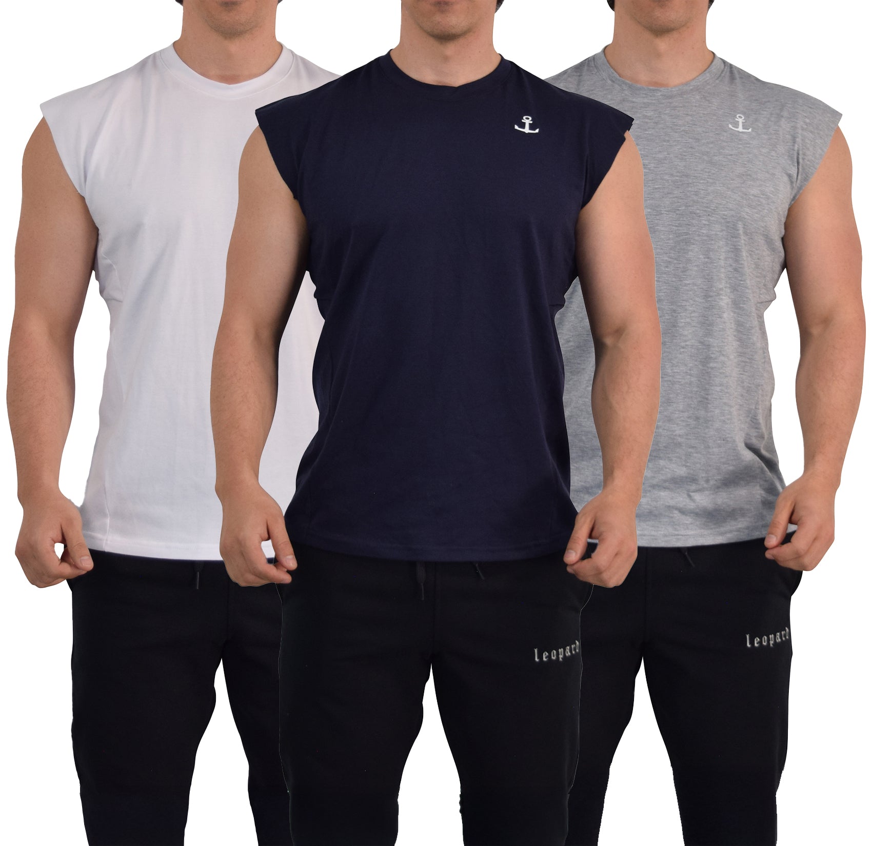 Bodybuilder Tank 3 Pack Light Gray - White - Navy