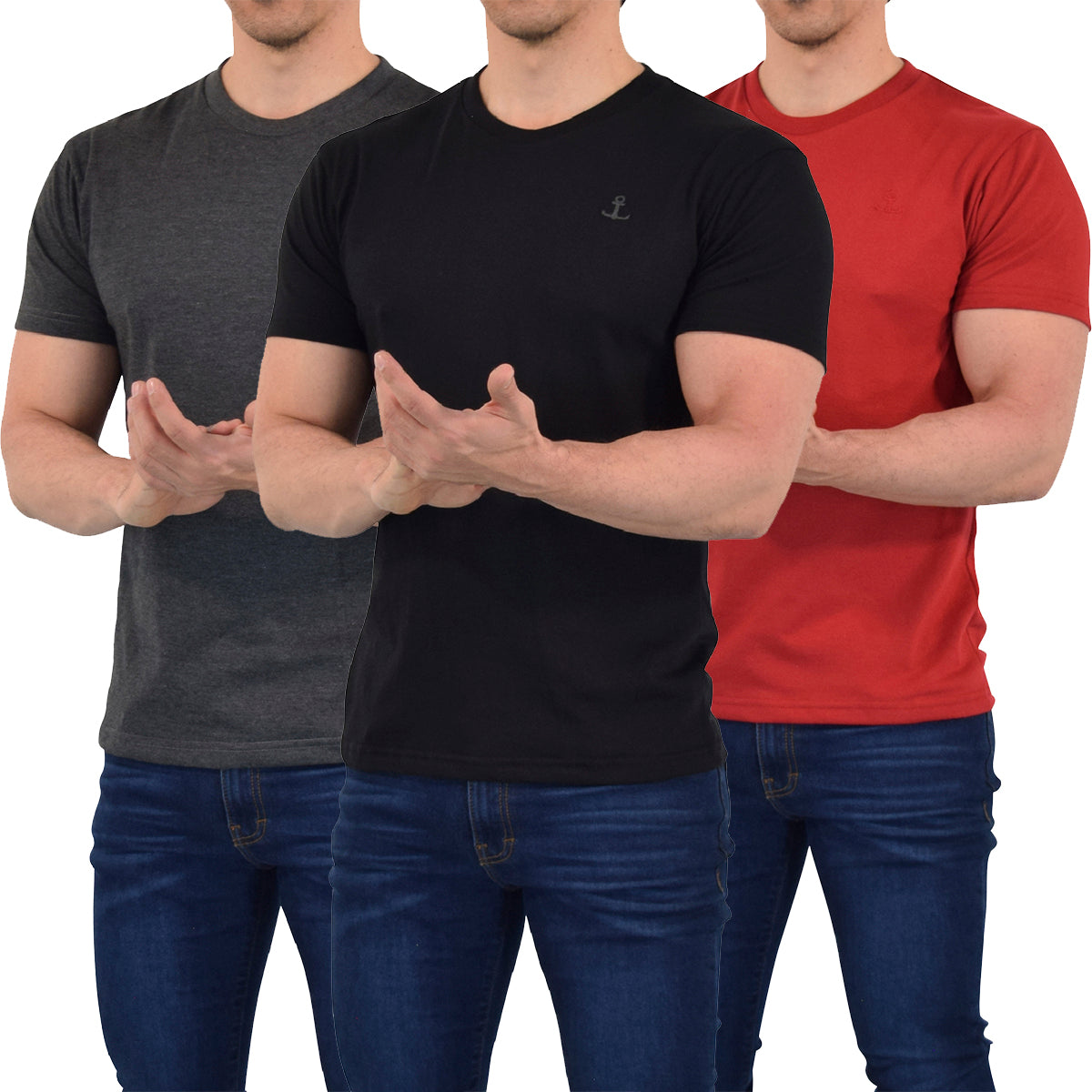 Everyday Regular Fit Shirt 3 Pack Negro - Oxford - Rojo