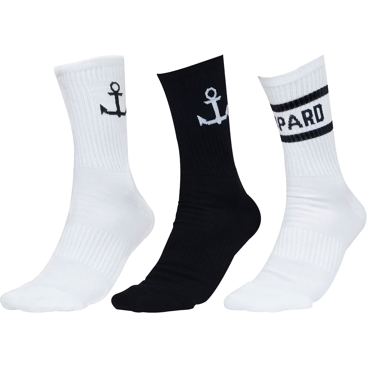 Calcetas 3 Pack Negro Ancla Blanca - Blanca Ancla Negra - Blanca Logo Negro