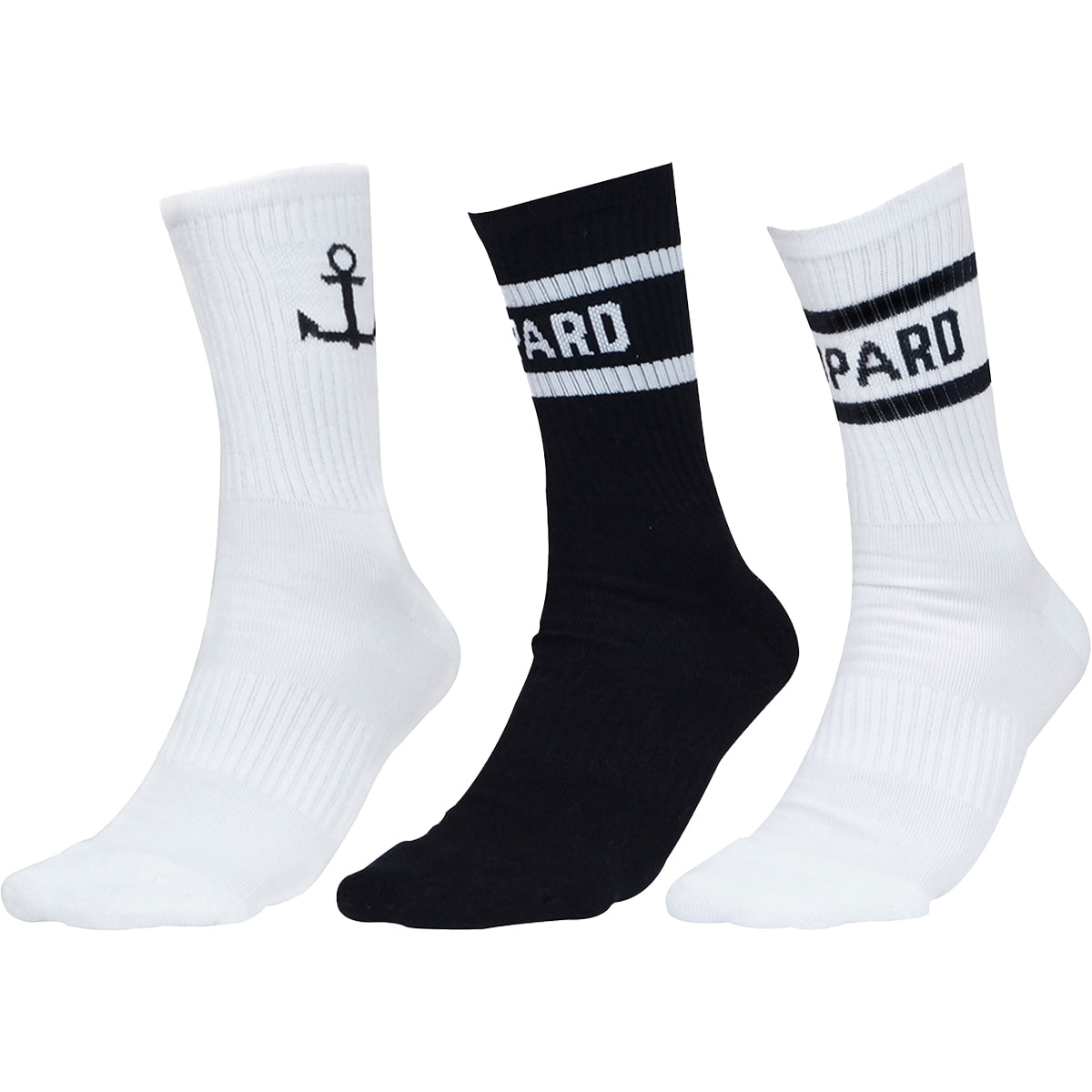 Calcetas 3 Pack Blanca Ancla Negra - Negro Logo Blanco - Blanca Logo Negro