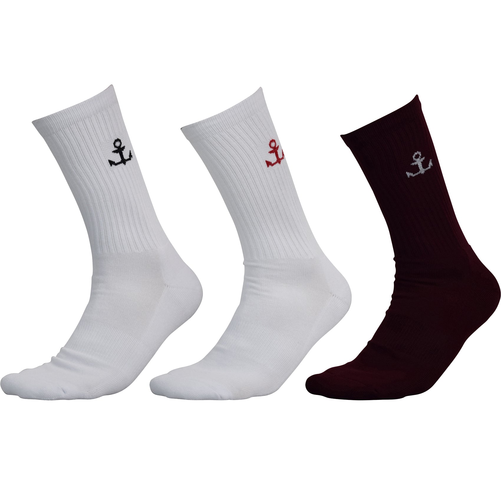 Calcetas 3 Pack Blanca Logo Negro - Blanca Logo Rojo - Vino Logo Blanco