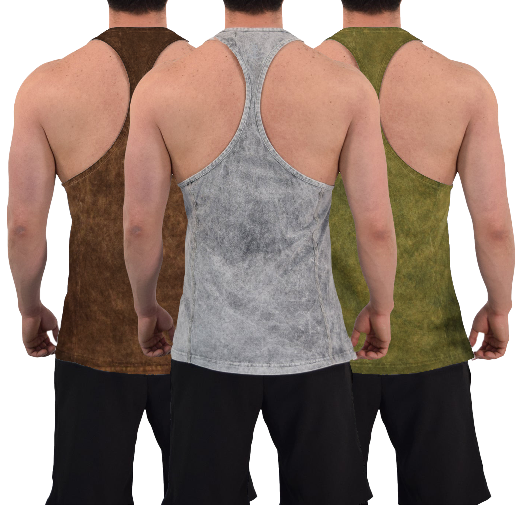 Gym Stringer Tank 3 Pack Iconic Acid Café - Verde - Gris