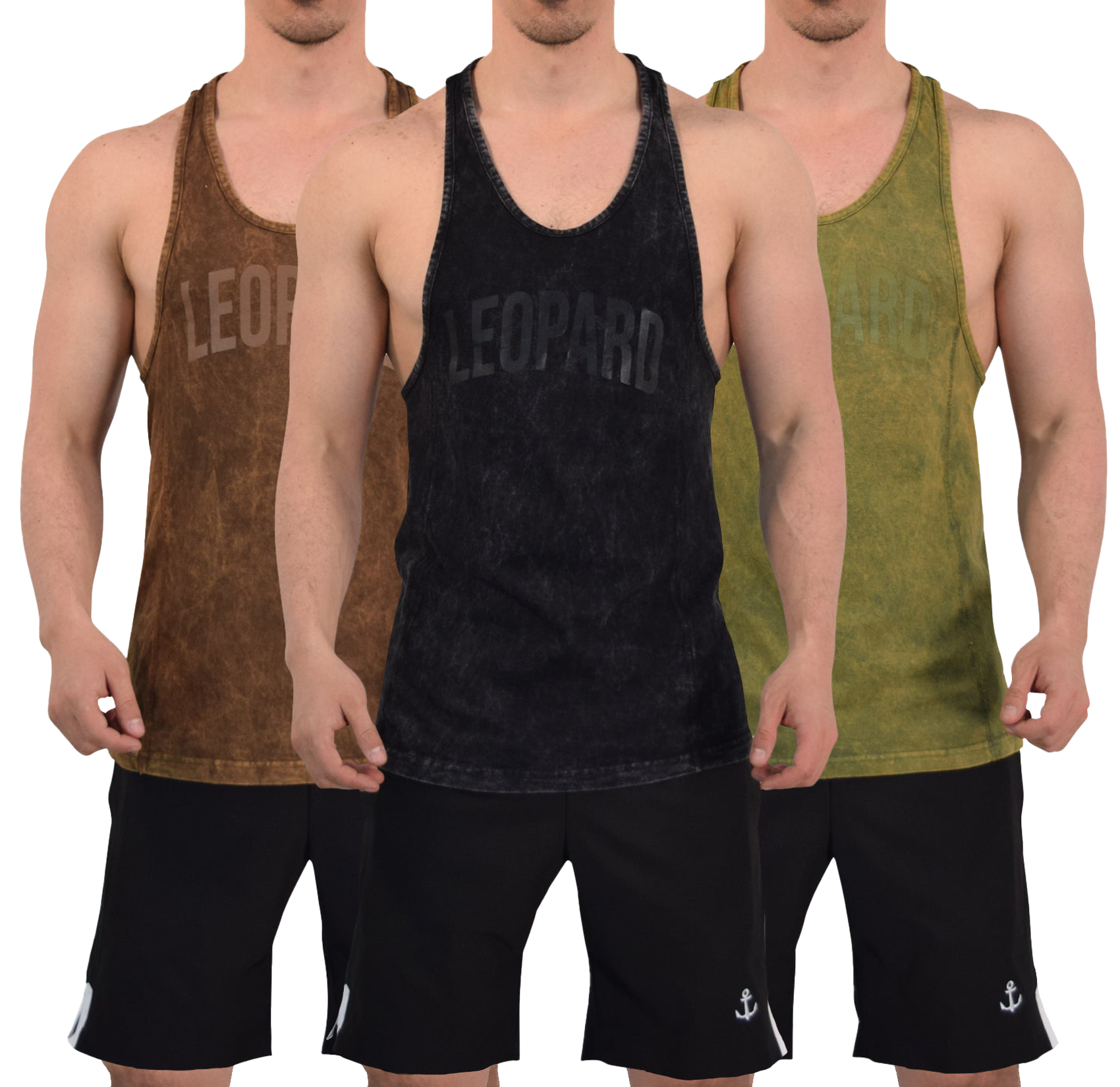Gym Stringer Tank 3 Pack Iconic Acid Negro - Café - Verde
