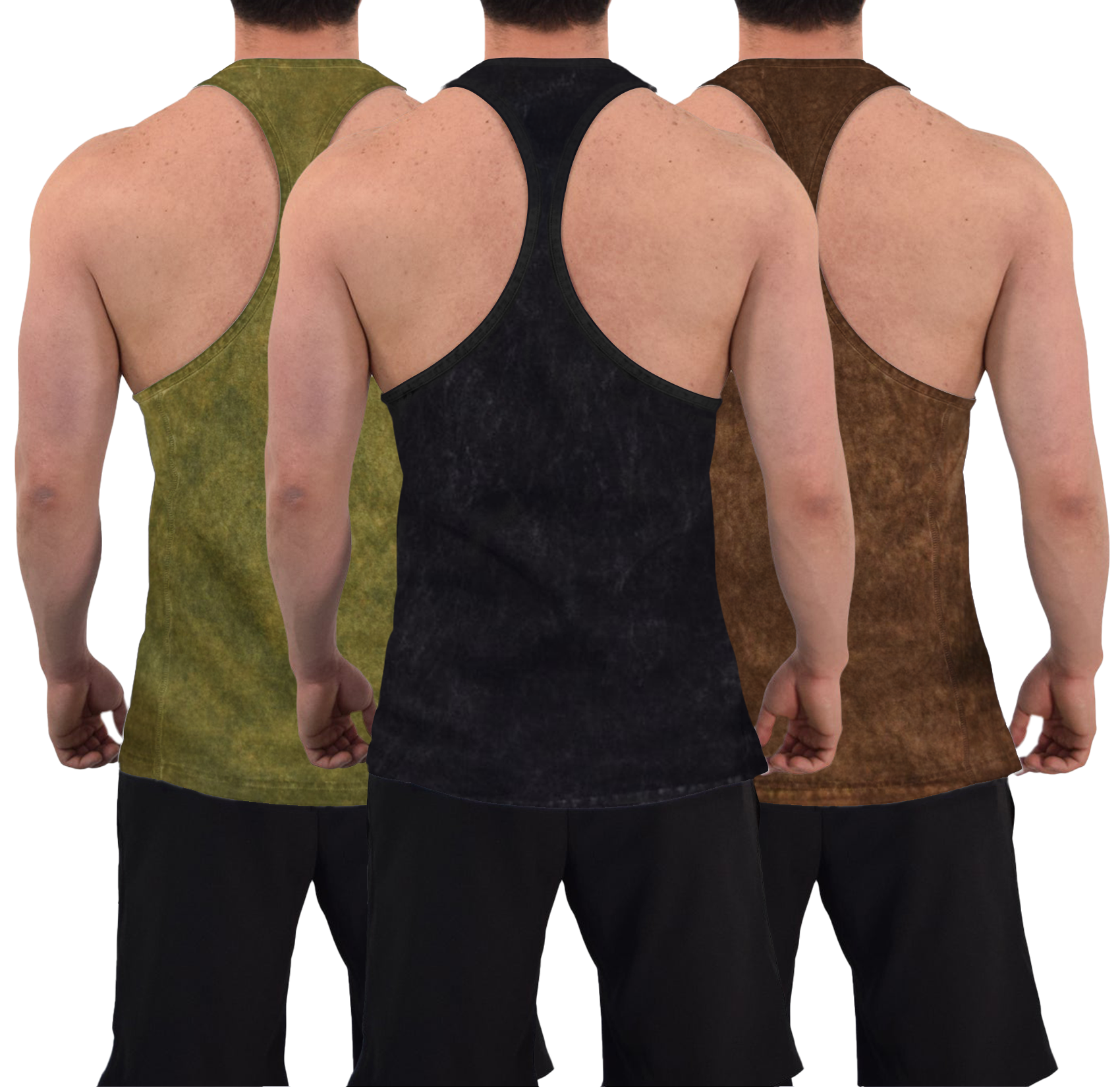 Gym Stringer Tank 3 Pack Iconic Acid Negro - Café - Verde
