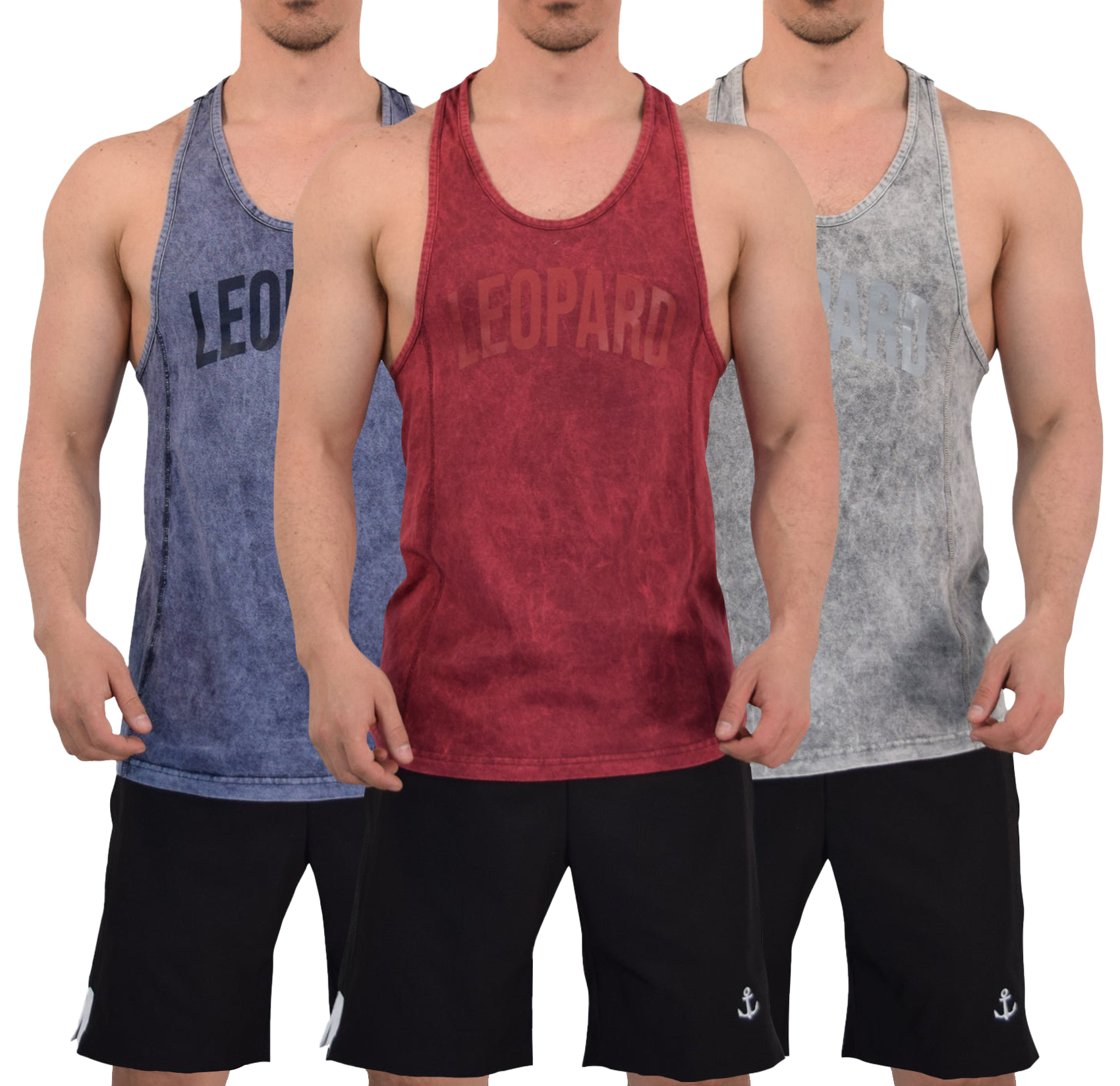 Gym Stringer Tank 3 Pack Iconic Acid Marino - Vino - Gris