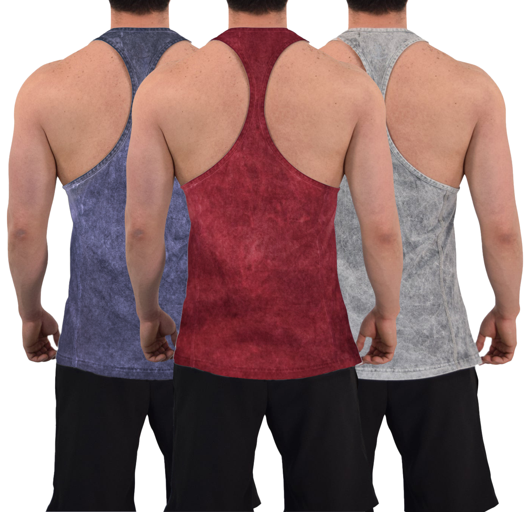 Gym Stringer Tank 3 Pack Iconic Acid Marino - Vino - Gris