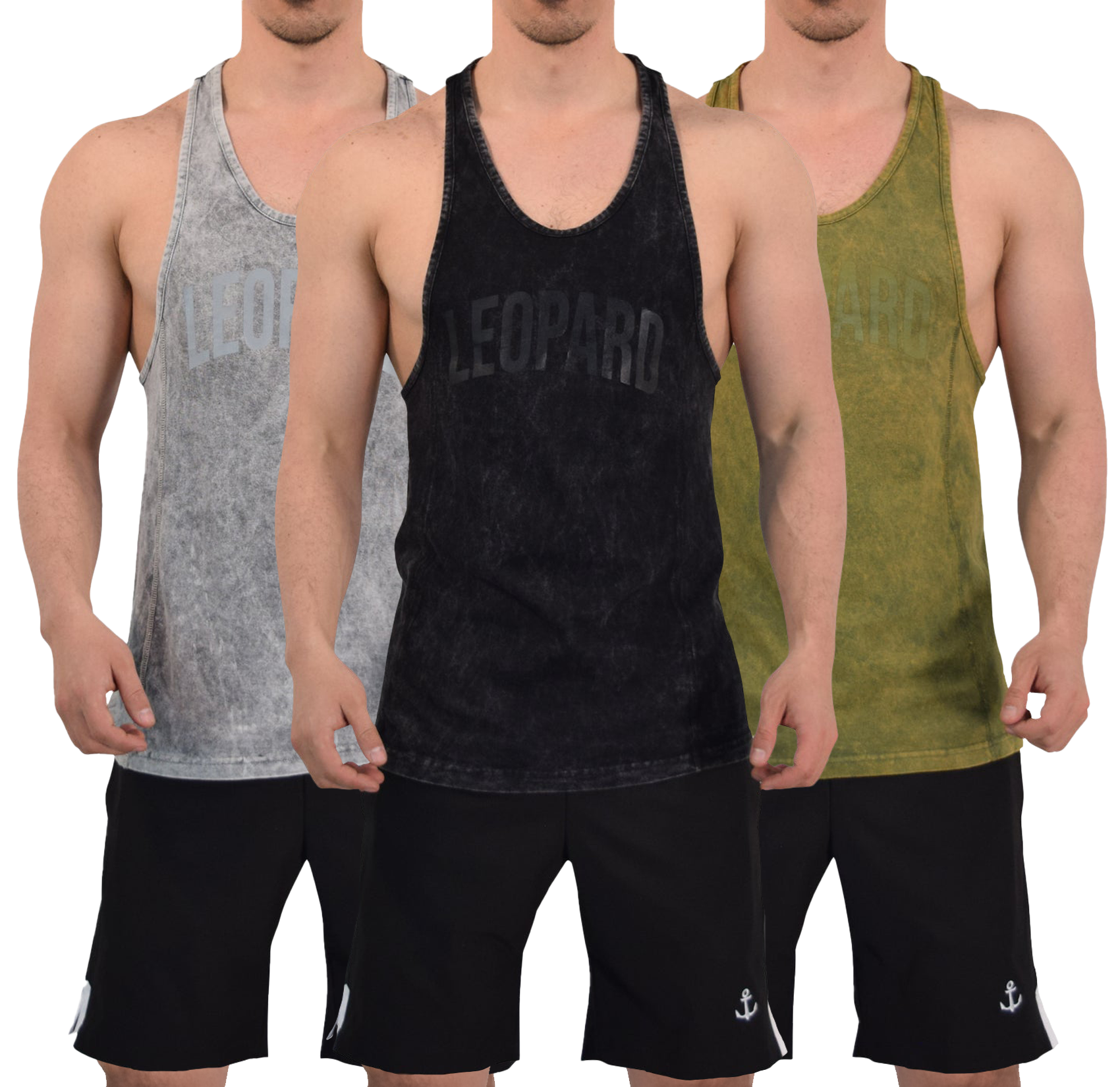 Gym Stringer Tank 3 Pack Iconic Acid Negro - Verde - Gris