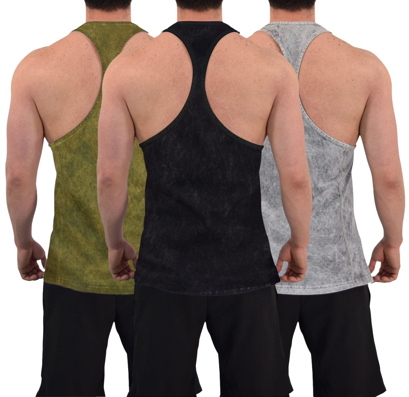 Gym Stringer Tank 3 Pack Iconic Acid Negro - Verde - Gris