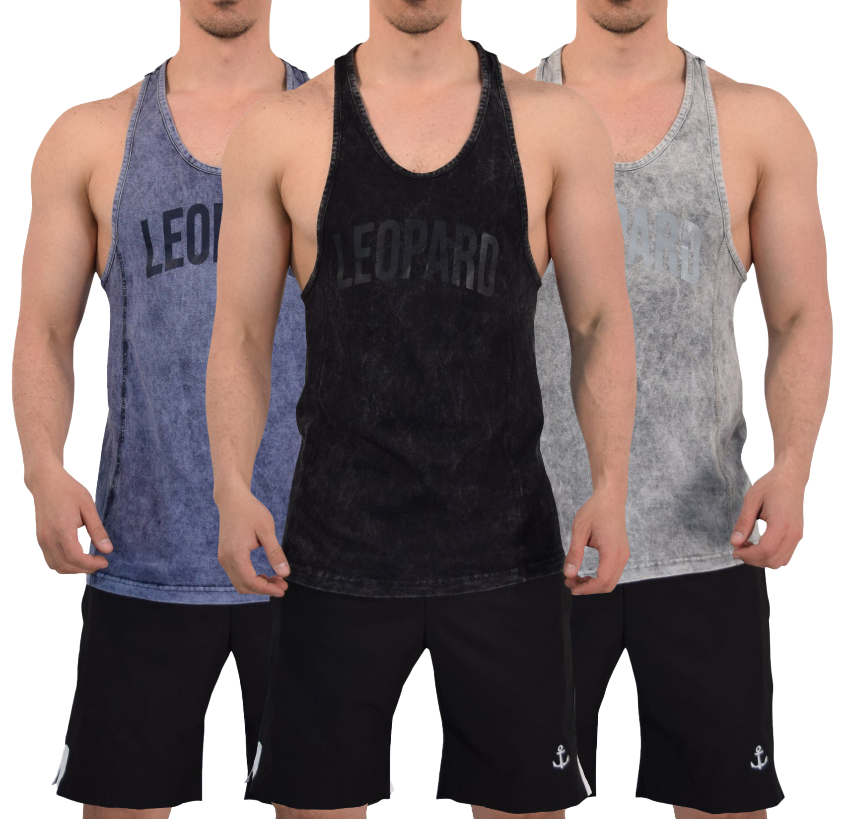 Gym Stringer Tank 3 Pack Iconic Acid Negro - Marino - Gris