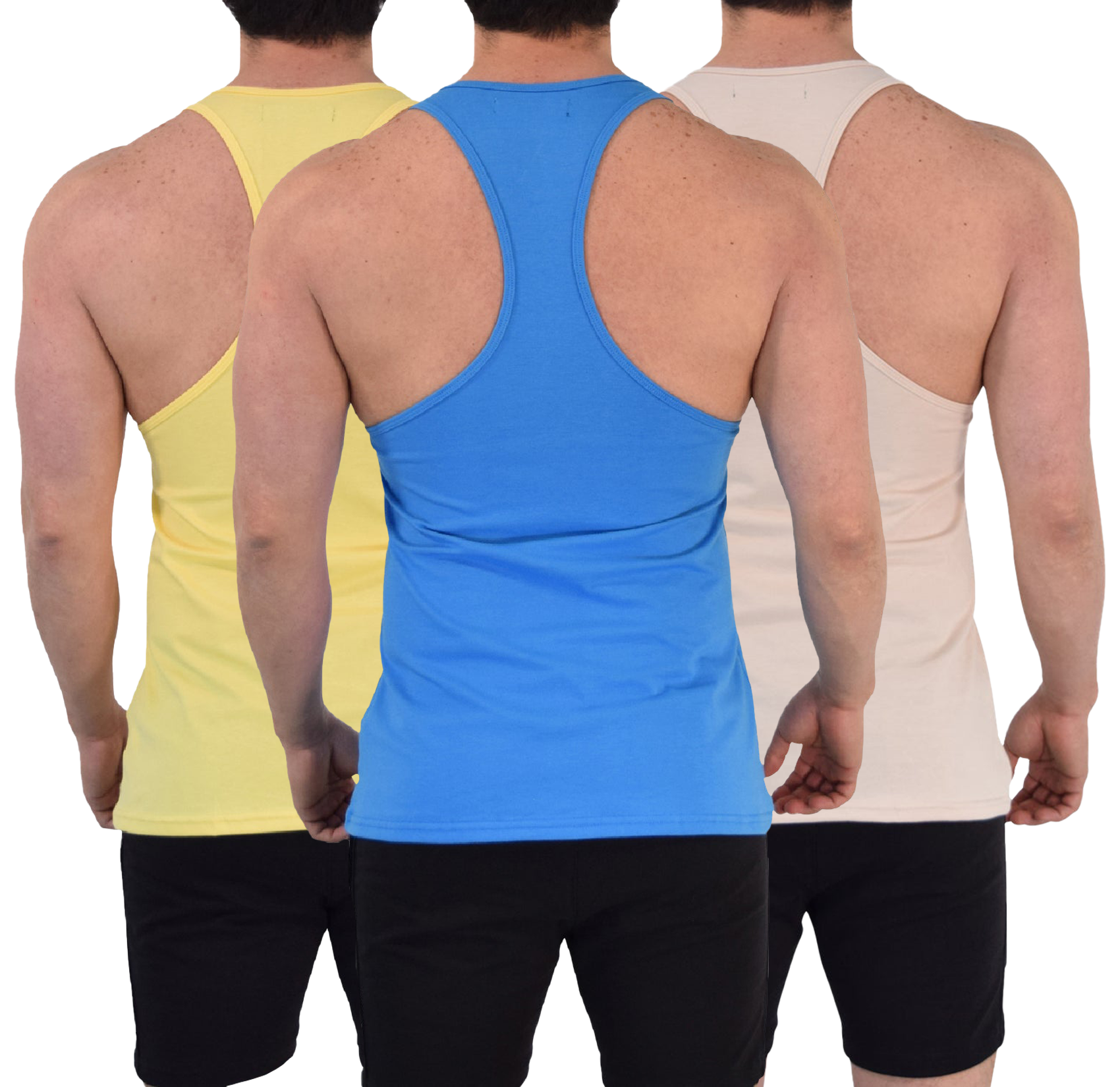 Gym Stringer Tank 3 Pack Varsity Full Beige - Azul Claro - Amarillo