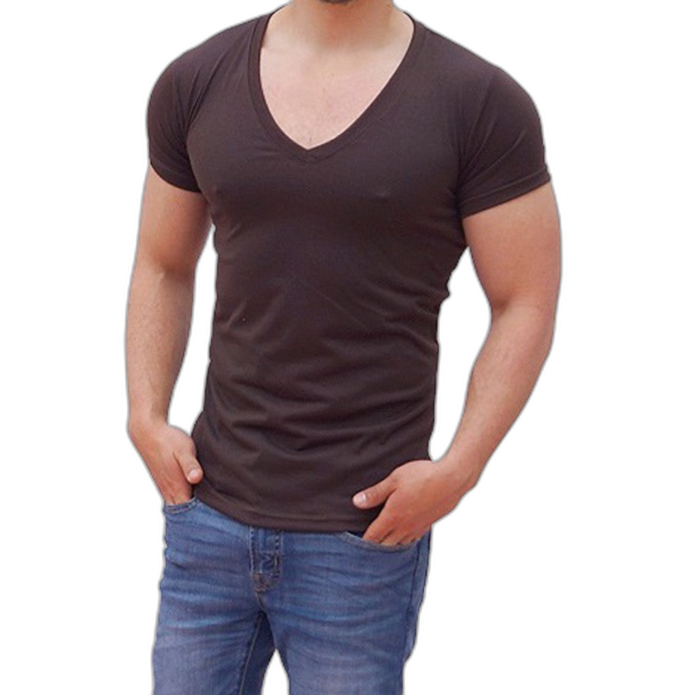 Playera Cuello V Profundo Cafe