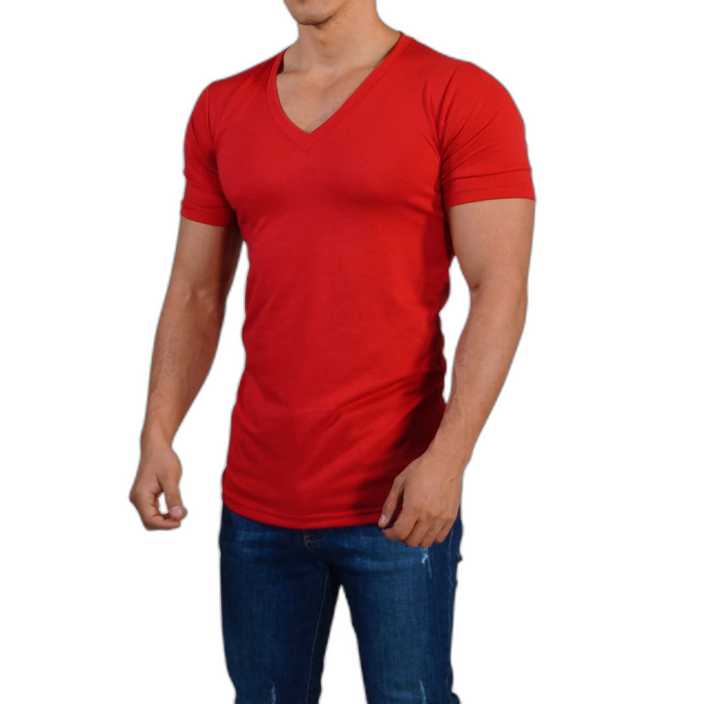 Playera Cuello V Profundo Roja