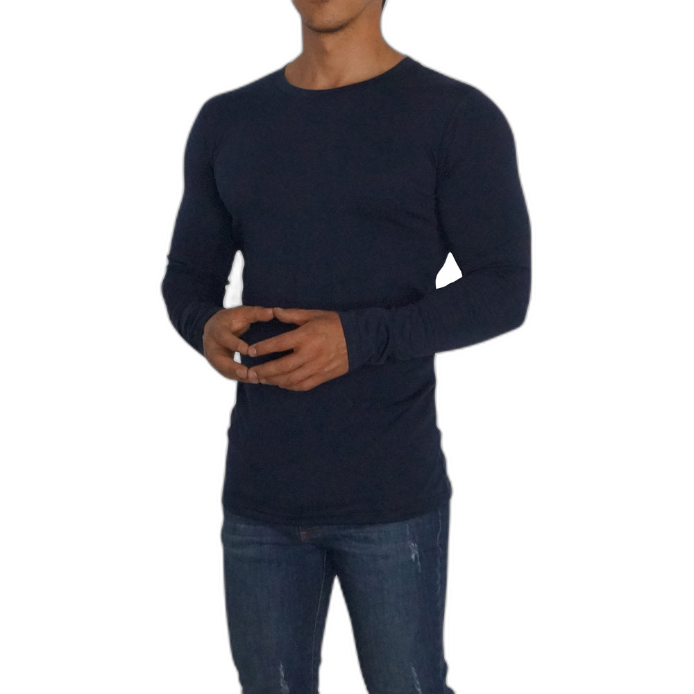Playera Manga Larga Cuello Redondo Marino