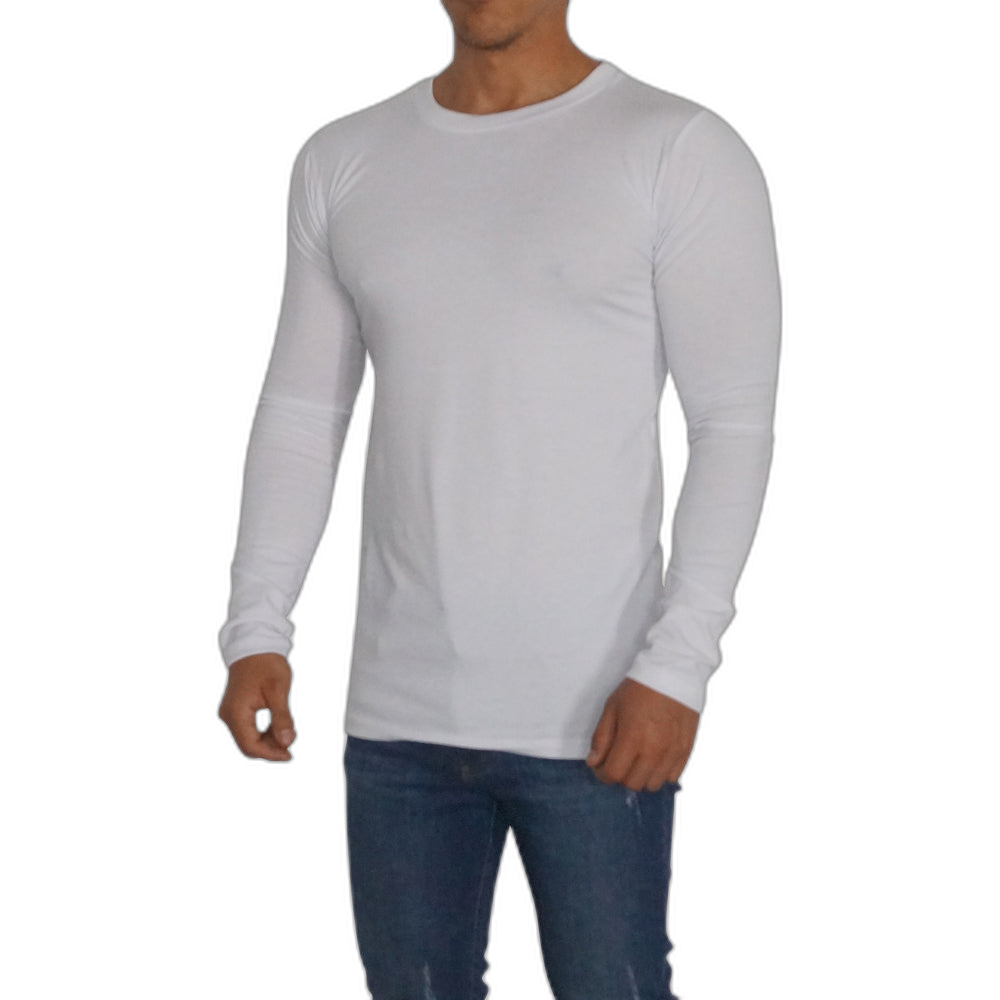Playera Manga Larga Cuello Redondo Blanco