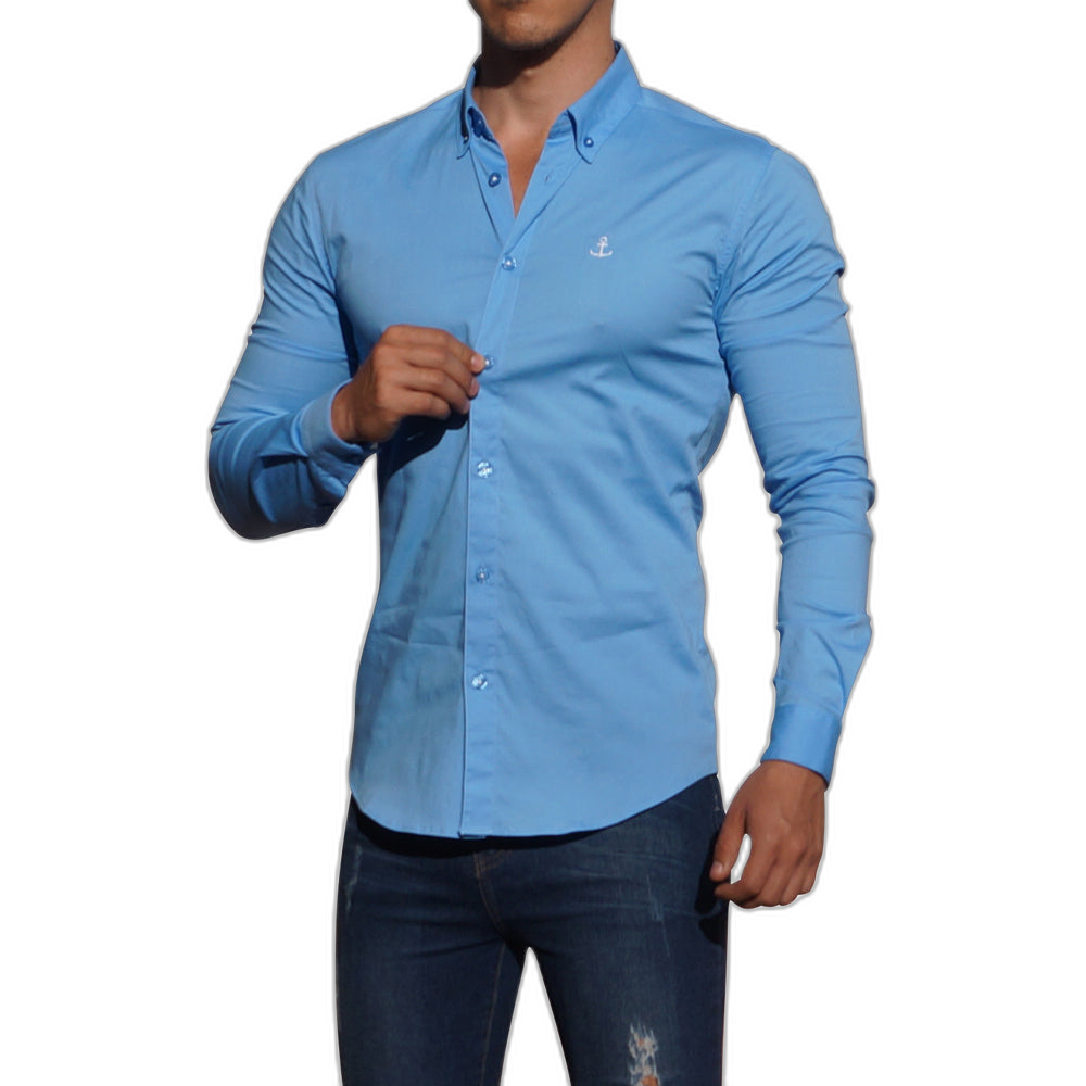 Camisa Azul Cielo Manga Larga Azul Cielo