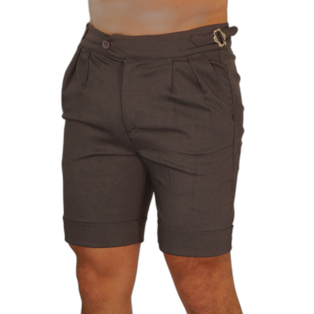 Short Pleated & Buckles Light Gray