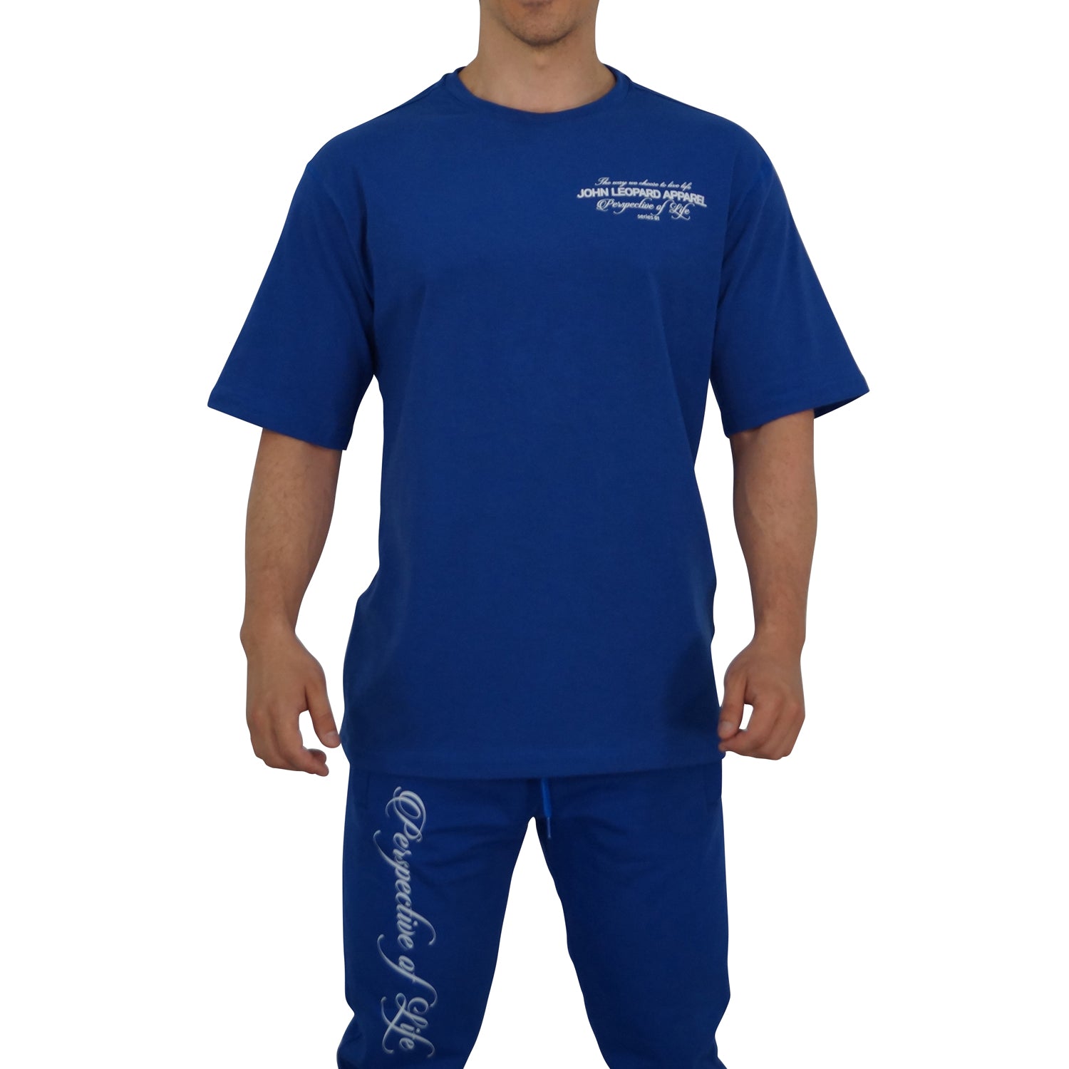 Oversized Royal Blue Perspective Logo White T-shirt