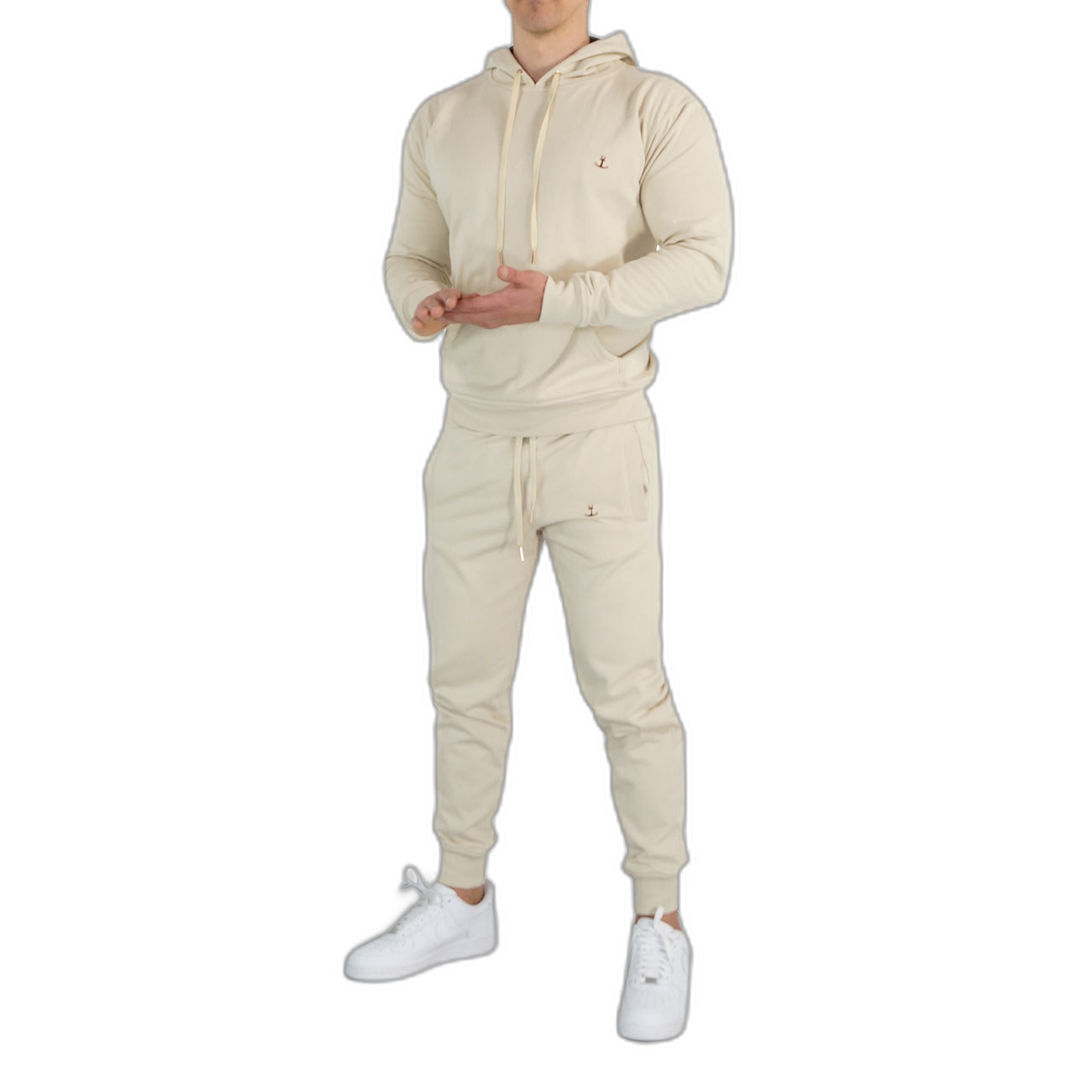 Fleece Tracksuit Beige & Gold Metal Emblem