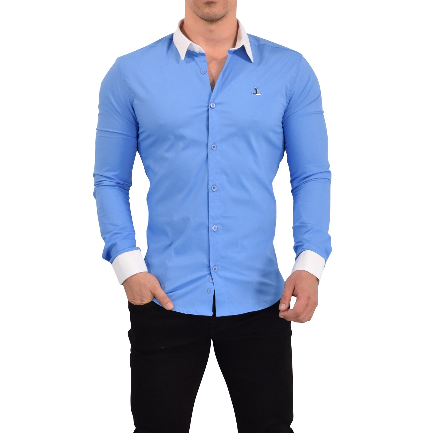 Camisa Wallstreet Metal Emblem Light Blue