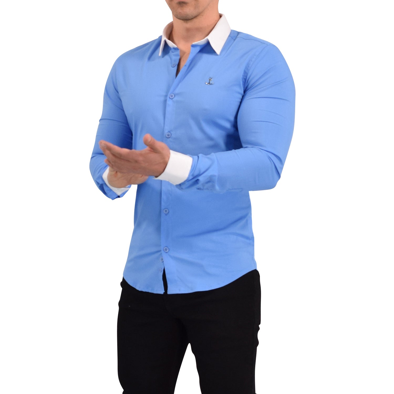 Camisa Wallstreet Metal Emblem Light Blue