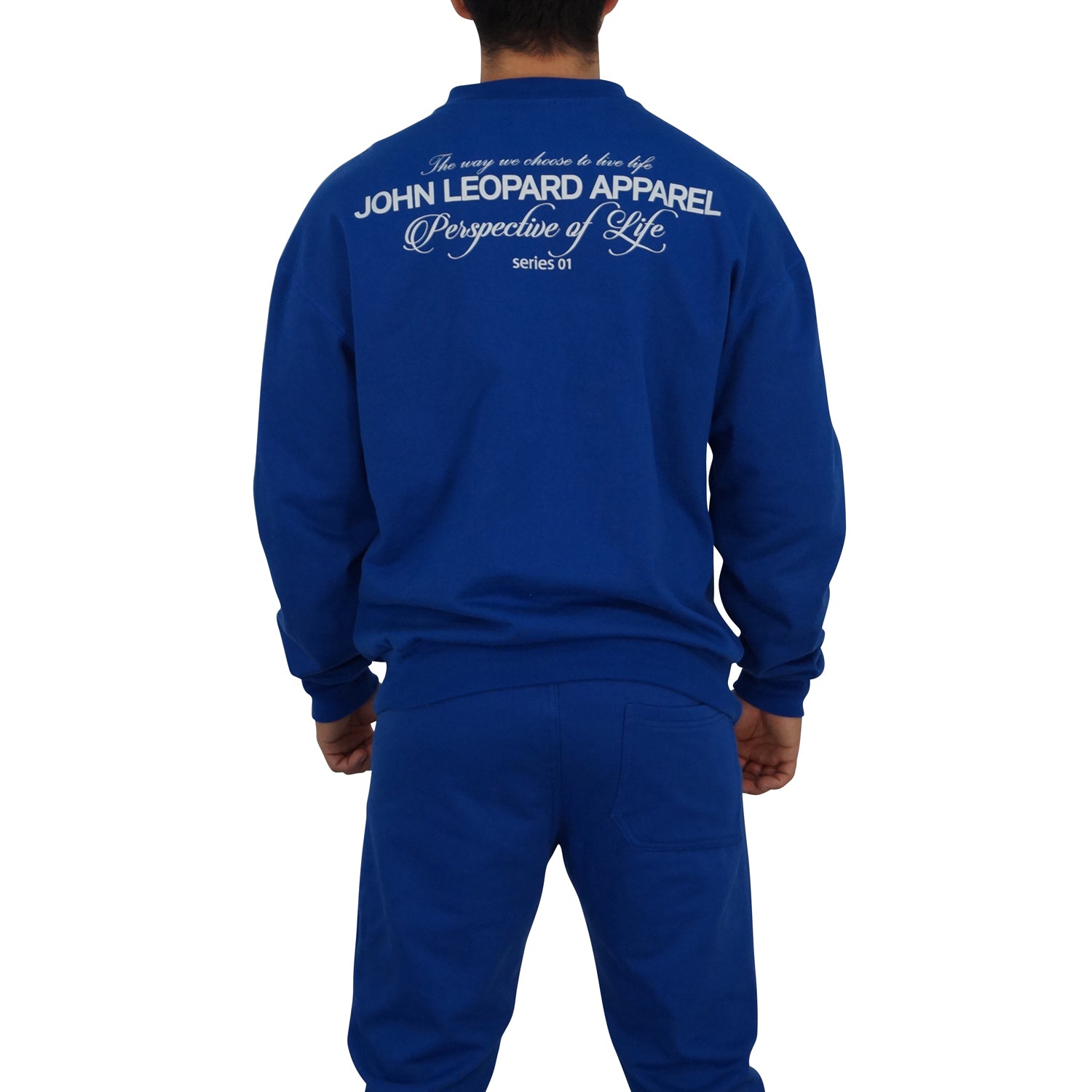 Crewneck Hoodie Oversized Royal Blue Perspective Logo White