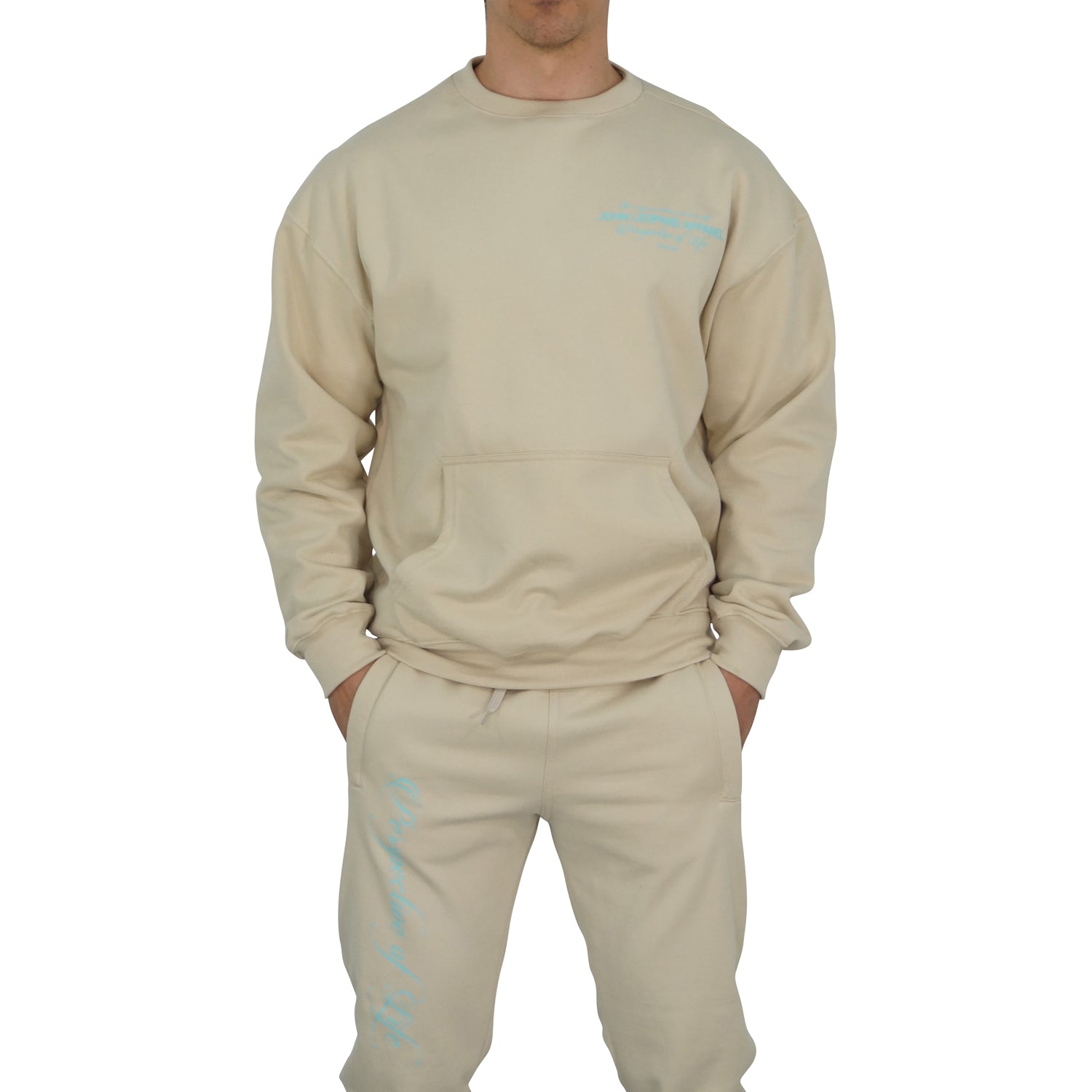 Crewneck Hoodie Oversized Sand Perspective Logo