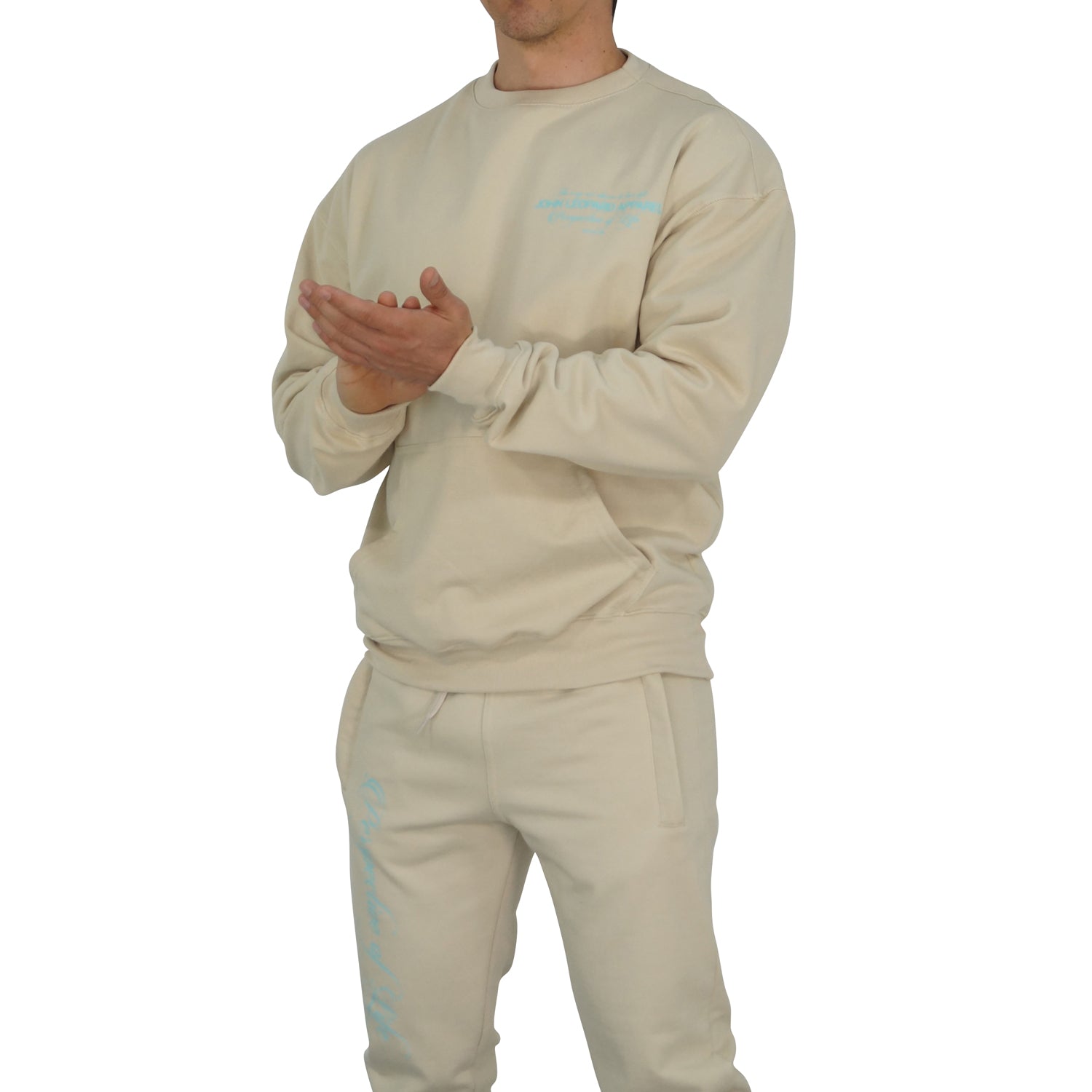 Crewneck Hoodie Oversized Sand Perspective Logo