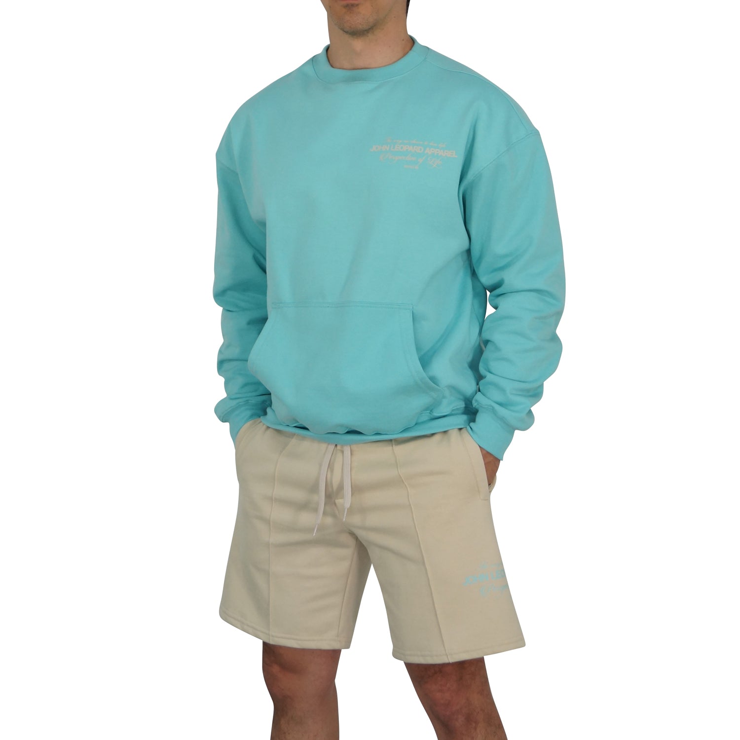 Crewneck Hoodie Oversized Mint Perspective Logo