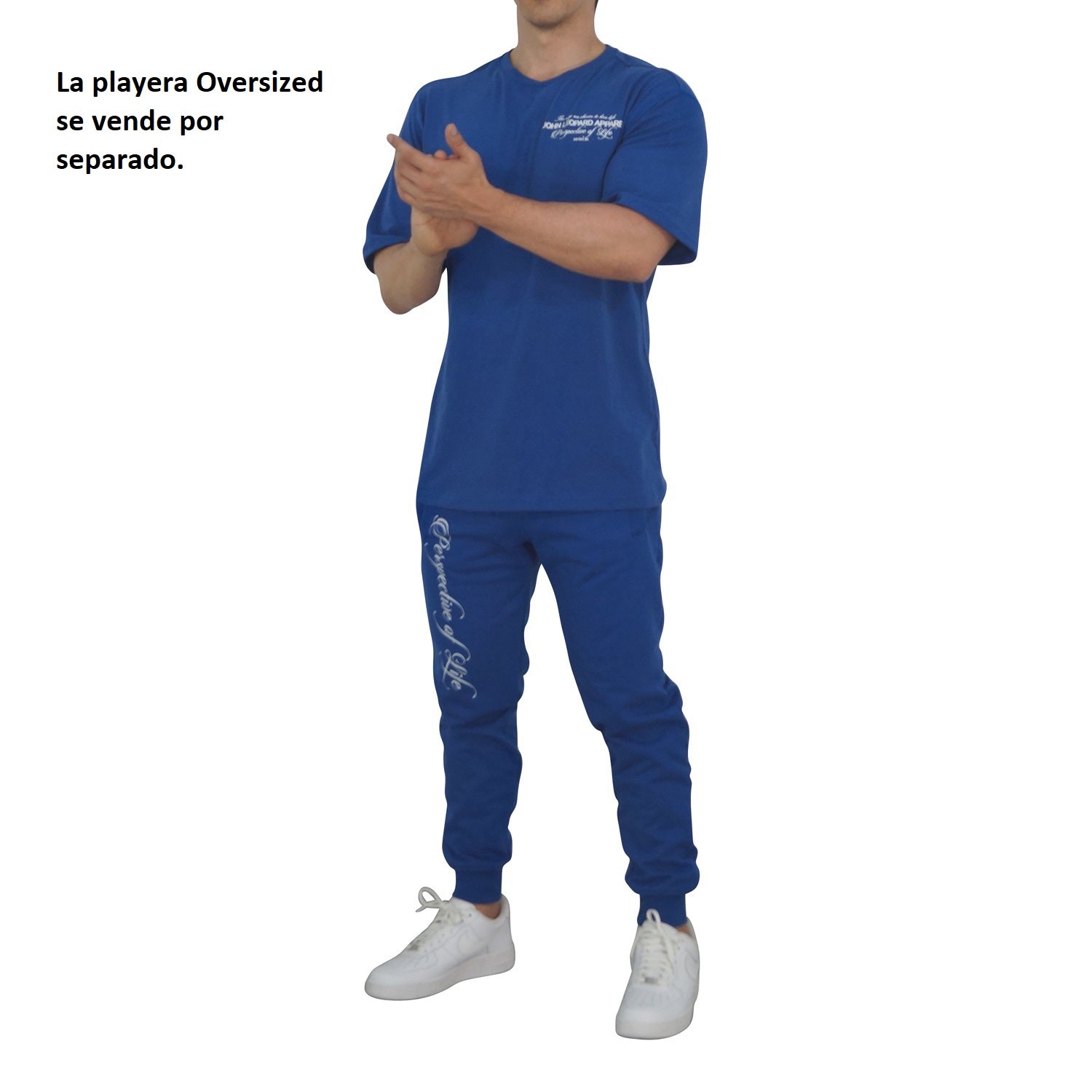 Fleece Jogger Royal Blue Perspective Logo White