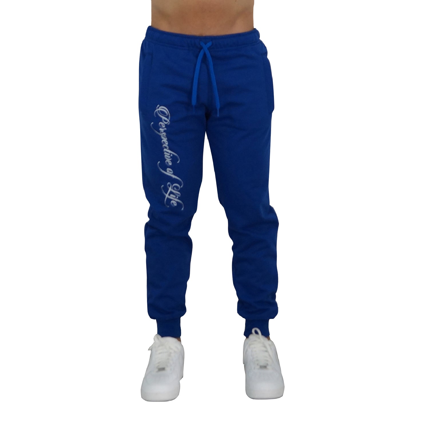 Fleece Jogger Royal Blue Perspective Logo White