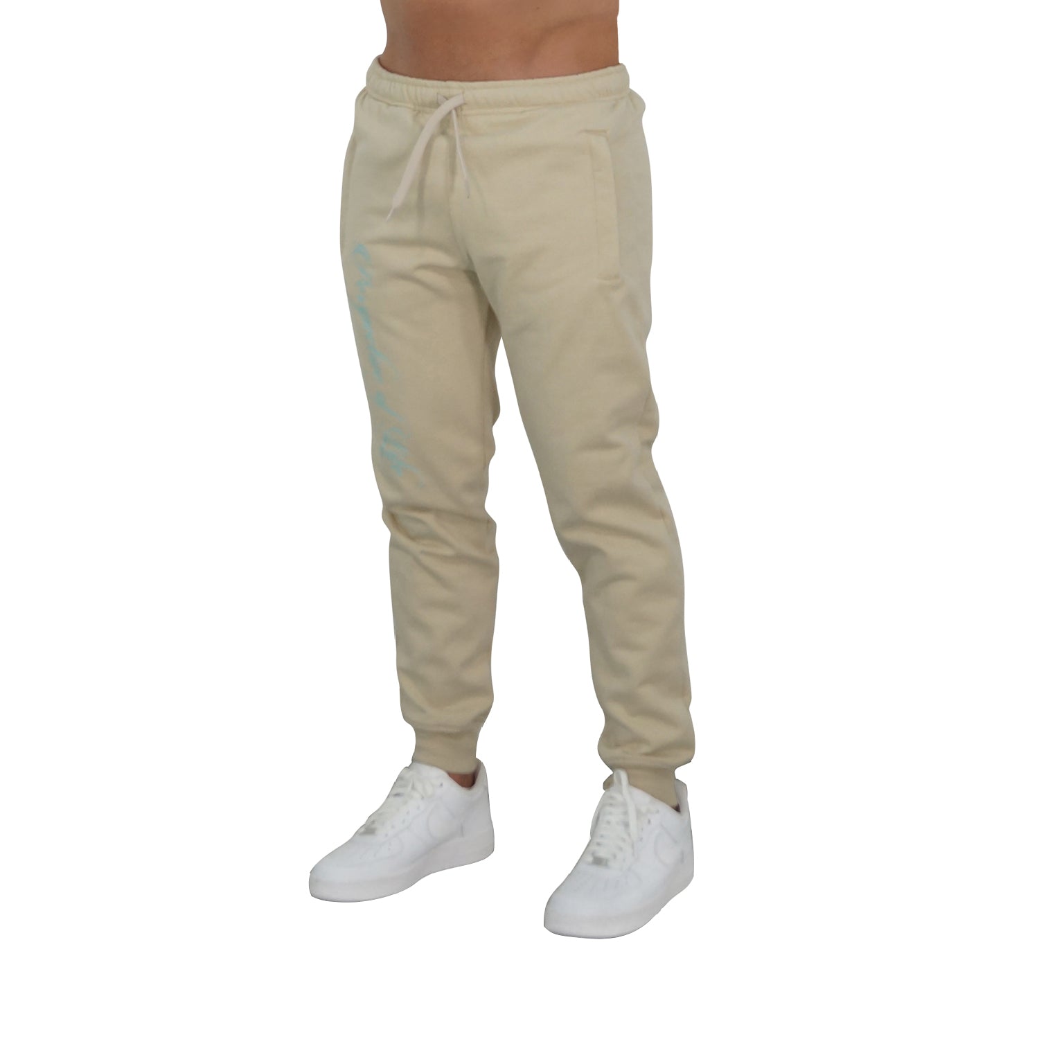 Fleece Jogger Sand Perspective Logo