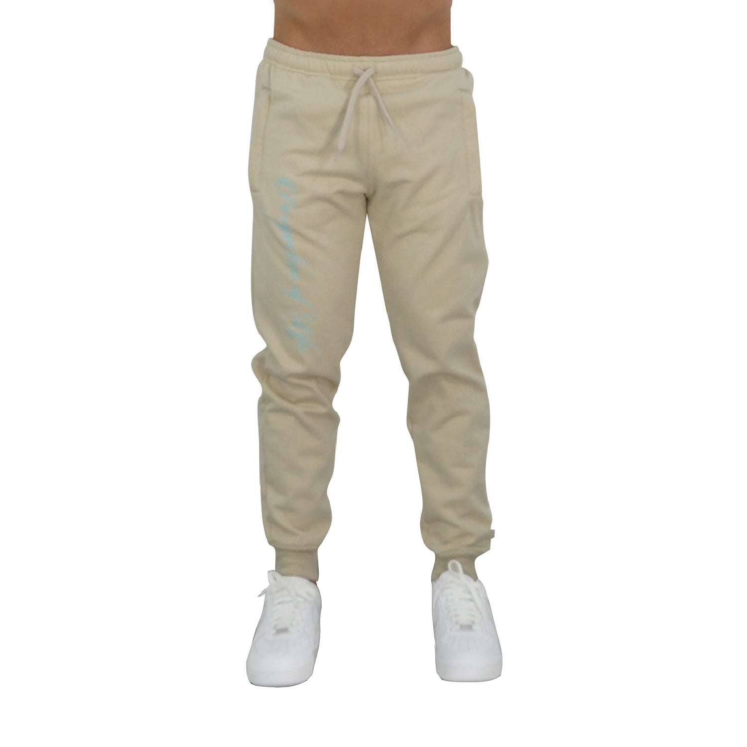 Fleece Jogger Sand Perspective Logo