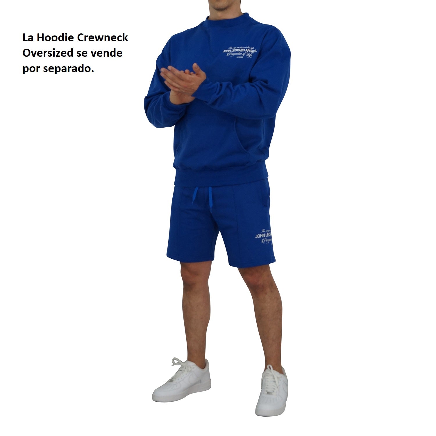Fleece Short Royal Blue Perspective Logo White