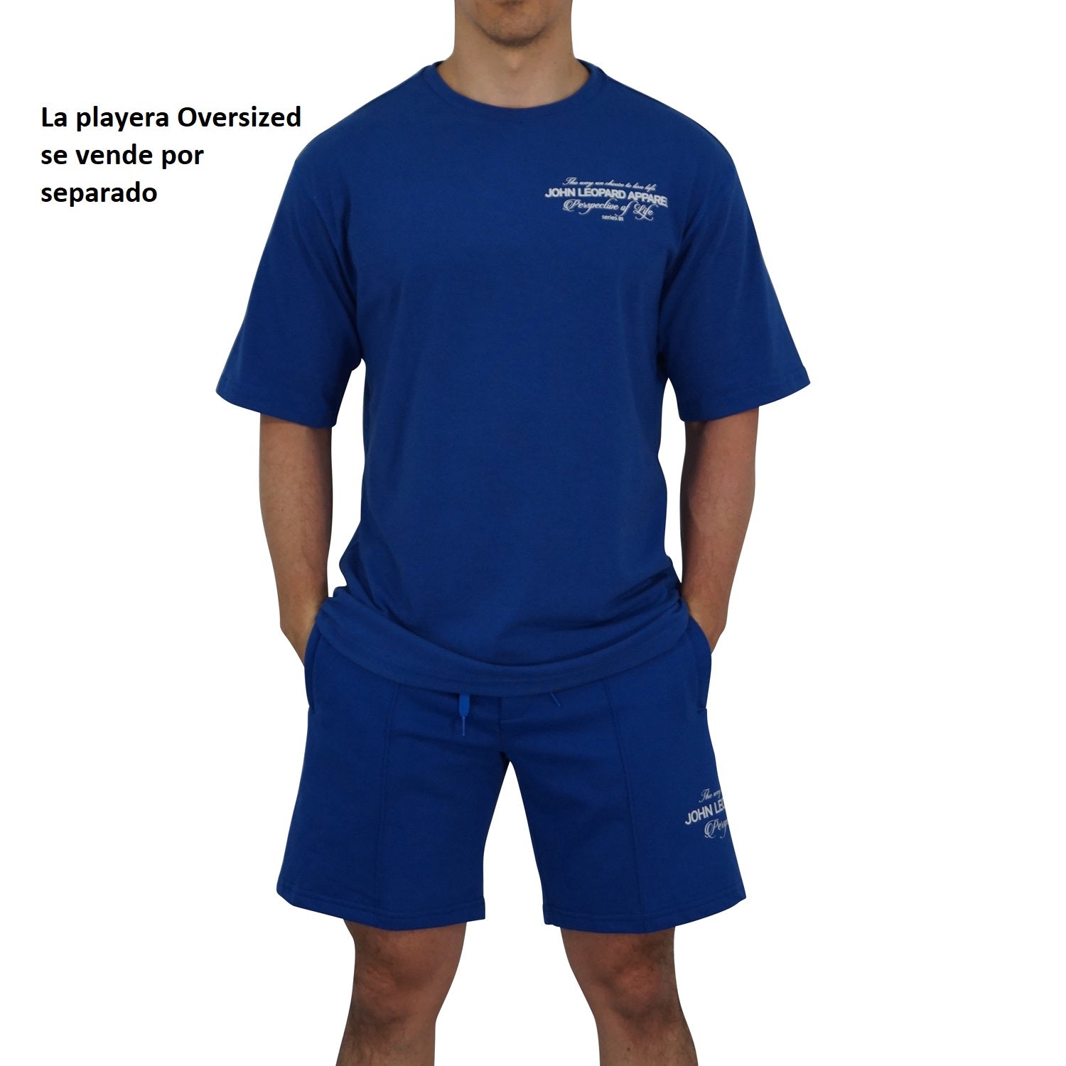 Fleece Short Royal Blue Perspective Logo White