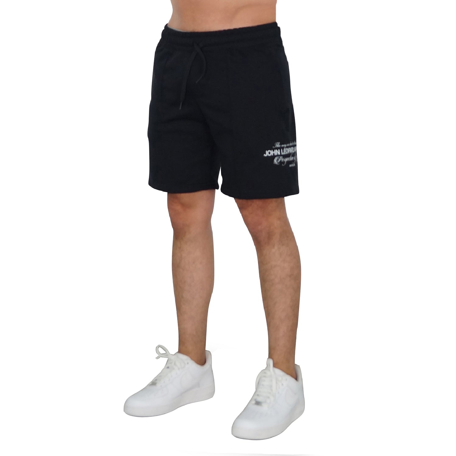 Fleece Short Black Perspective Logo White