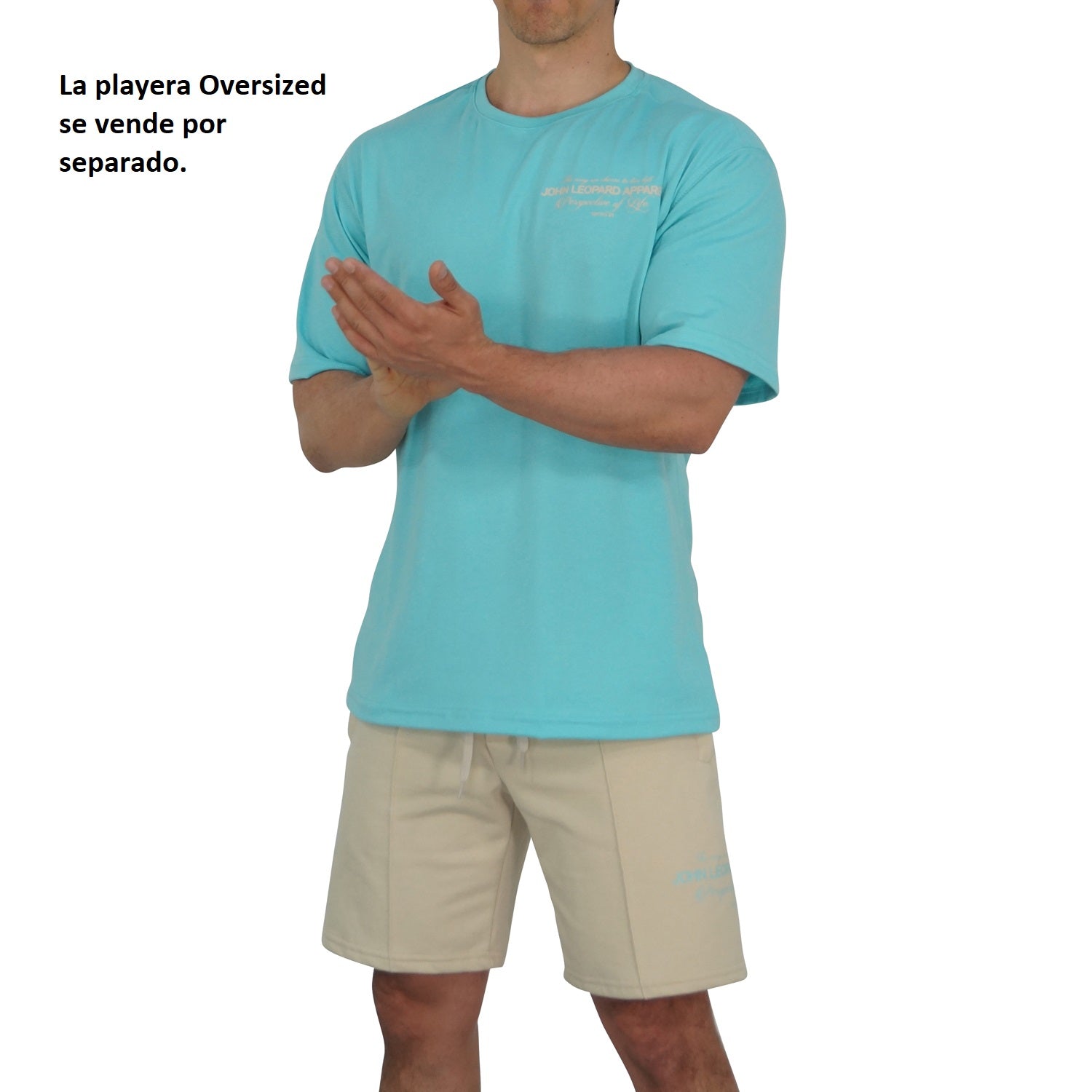 Fleece Short Sand Perspective Logo