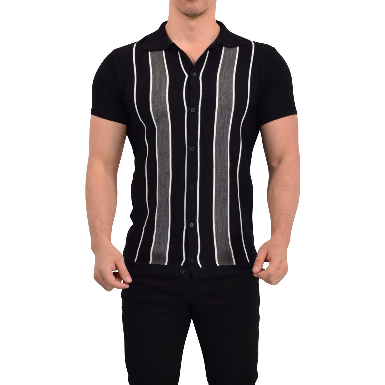 Retro Knitted Shirt Black