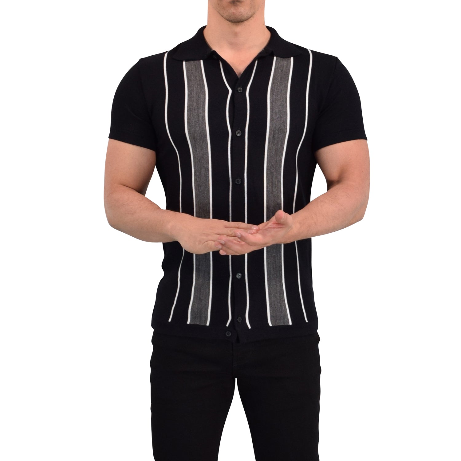 Retro Knitted Shirt Black
