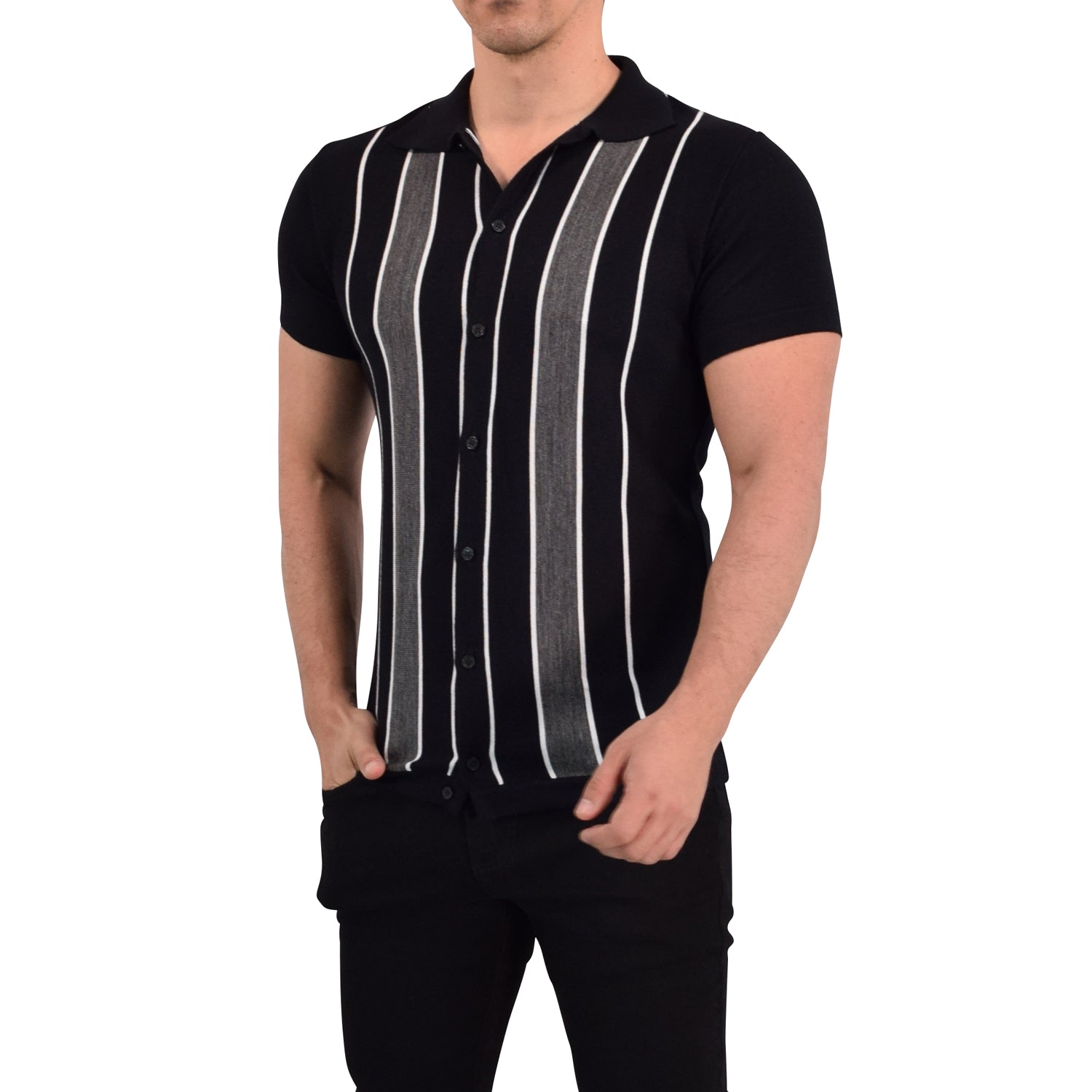 Retro Knitted Shirt Black